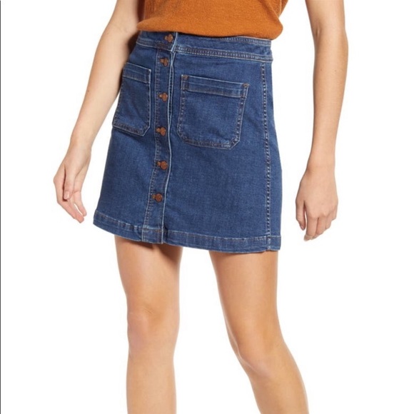 NWOT Madewell Jean Snap Down Skirt Sz 27 /Sz 4 - Picture 1 of 8